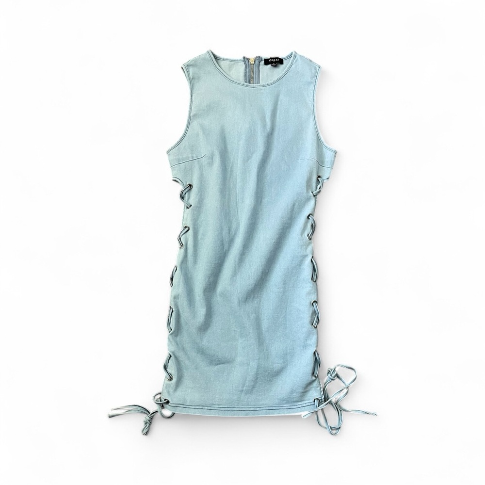 Sleeveless Lace-Up Denim Dress
